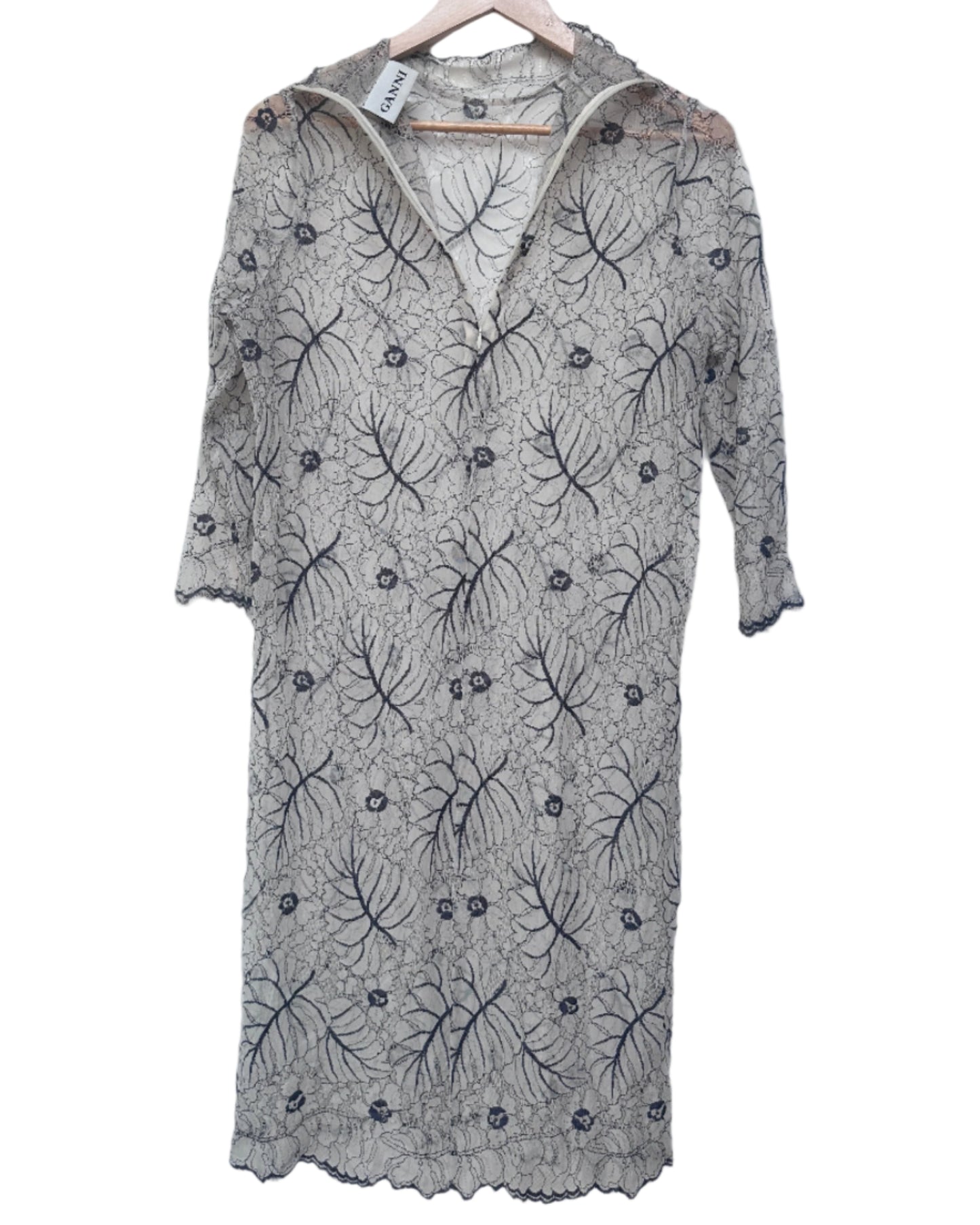 GANNI California Leaf Long Shift Dress UK M