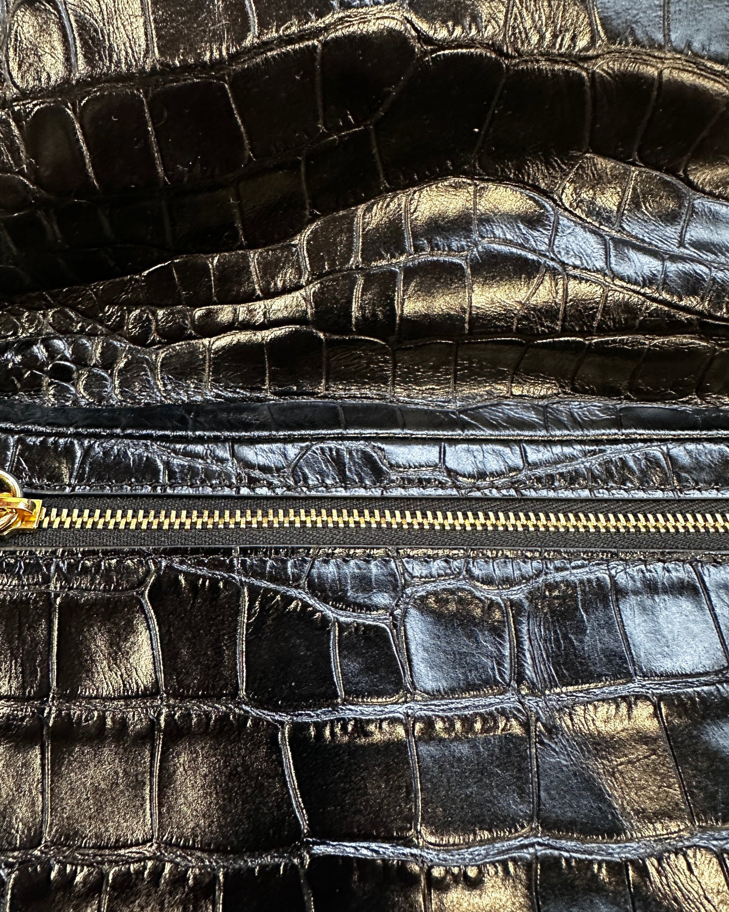 Dear Frances Black Croc Crossbody Bag