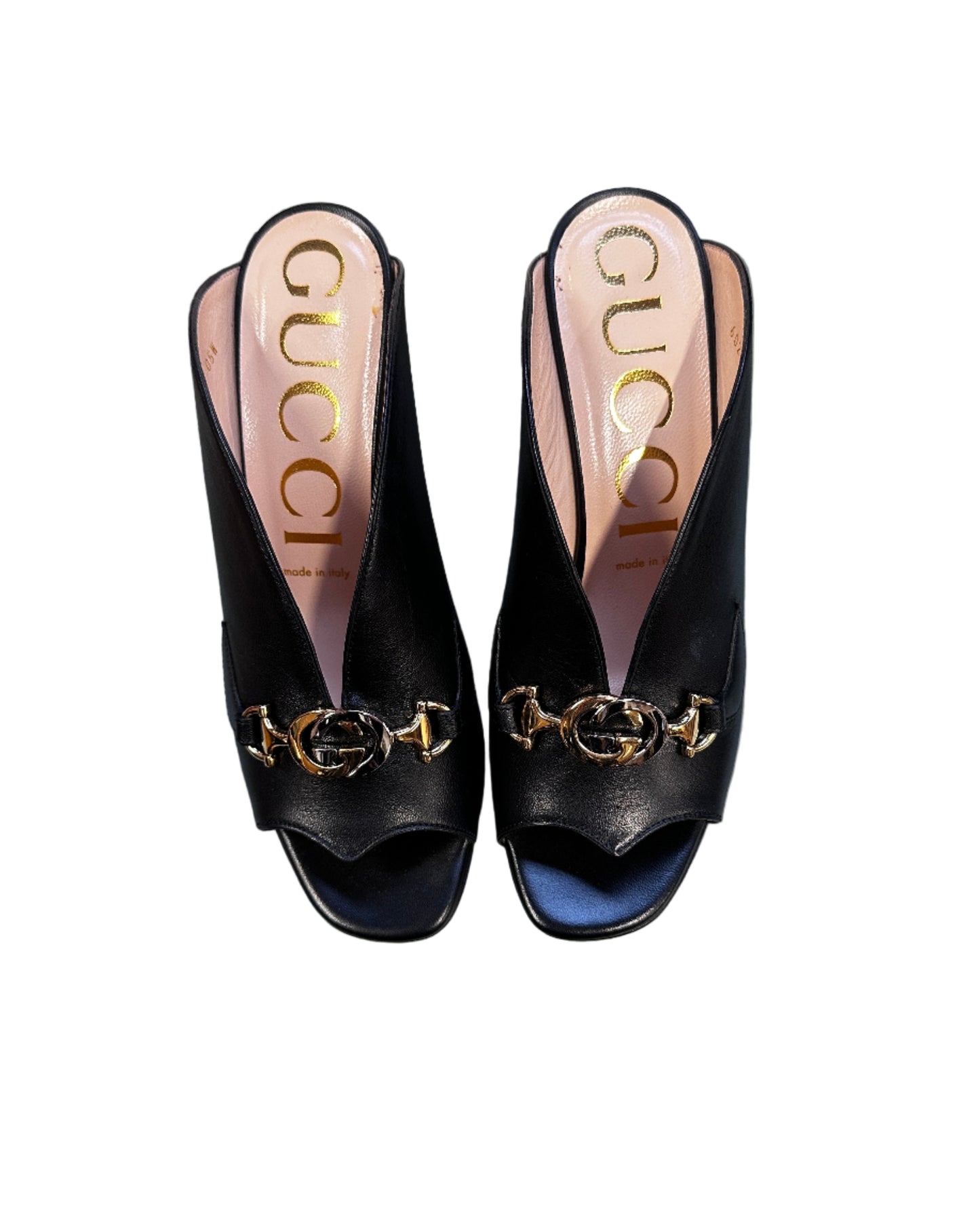 GUCCI Zumi Leather Mid-heel Slide Sandals - EU38 (UK5)