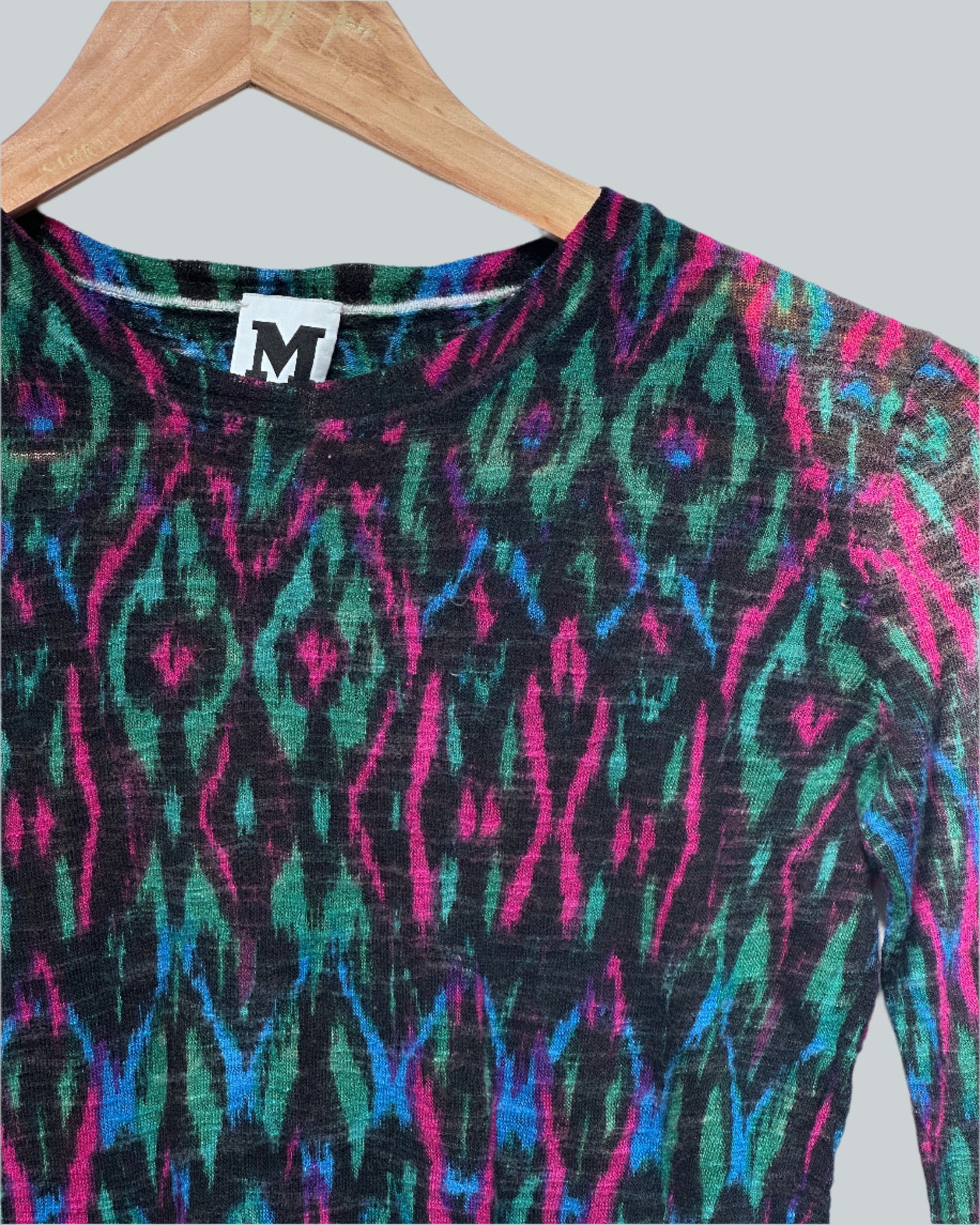 Missoni Long Sleeve Thin Knit Multicolour Sweater Size UK 8