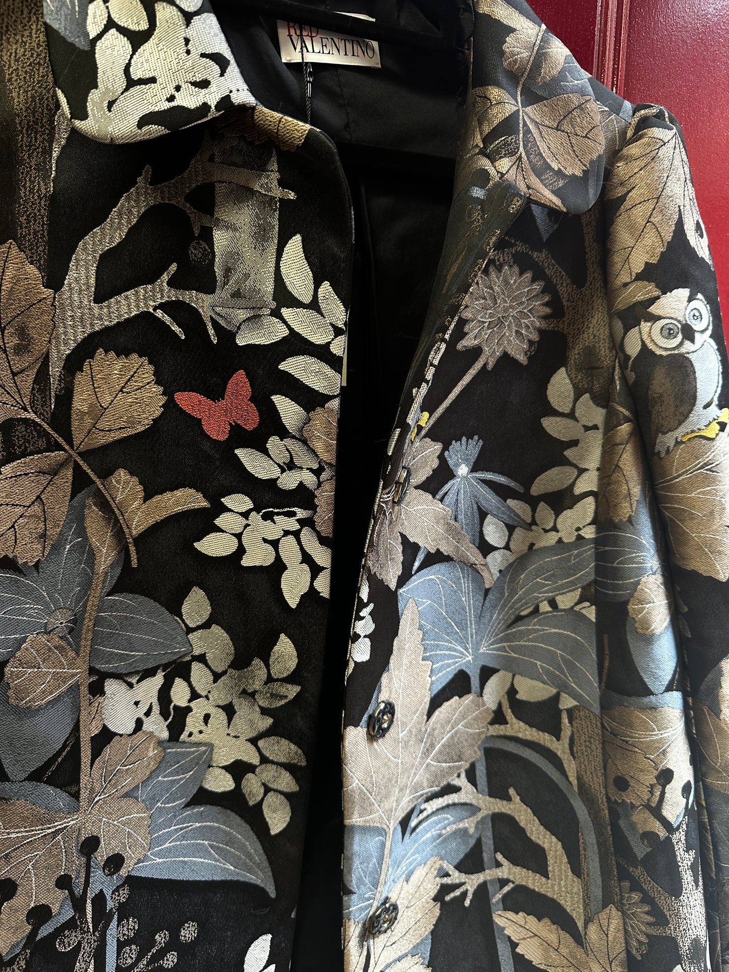 Red VALENTINO Jacquard Print Coat UK 12