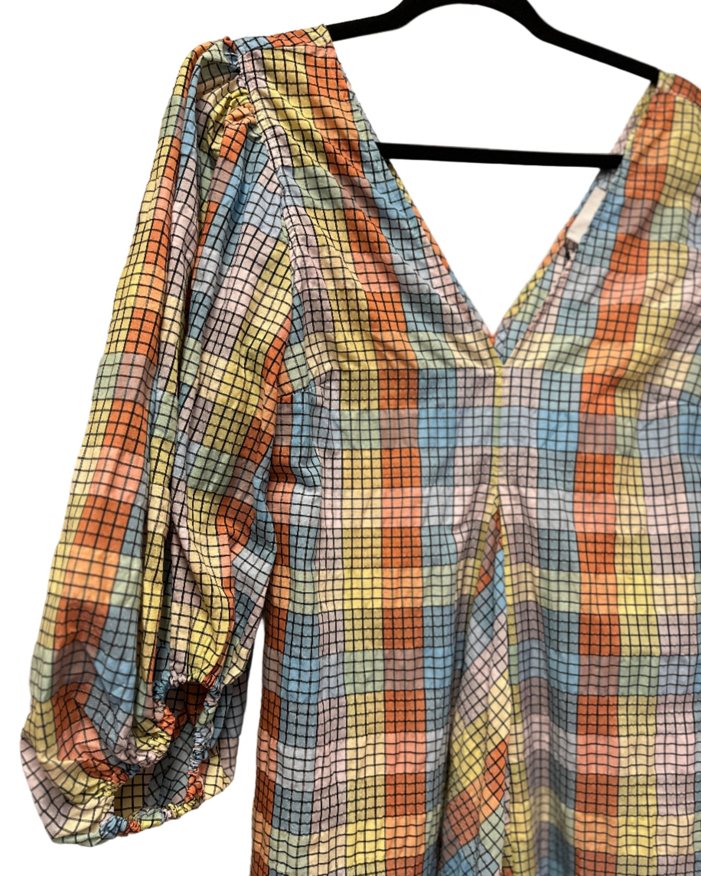 GANNI Rainbow Balloon Sleeve Dress Size UK 8