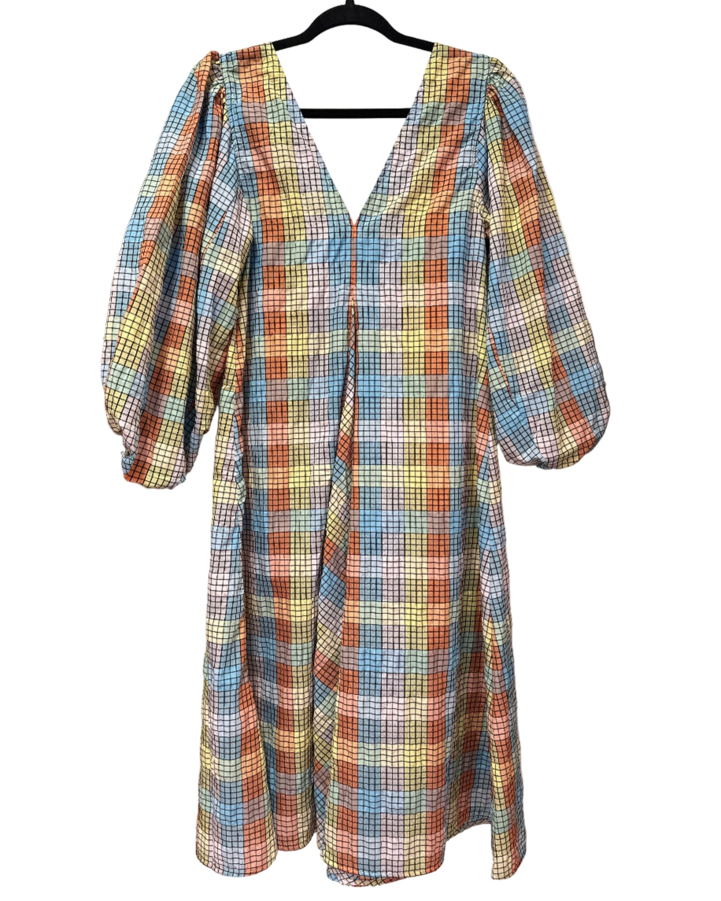 GANNI Rainbow Balloon Sleeve Dress Size UK 8