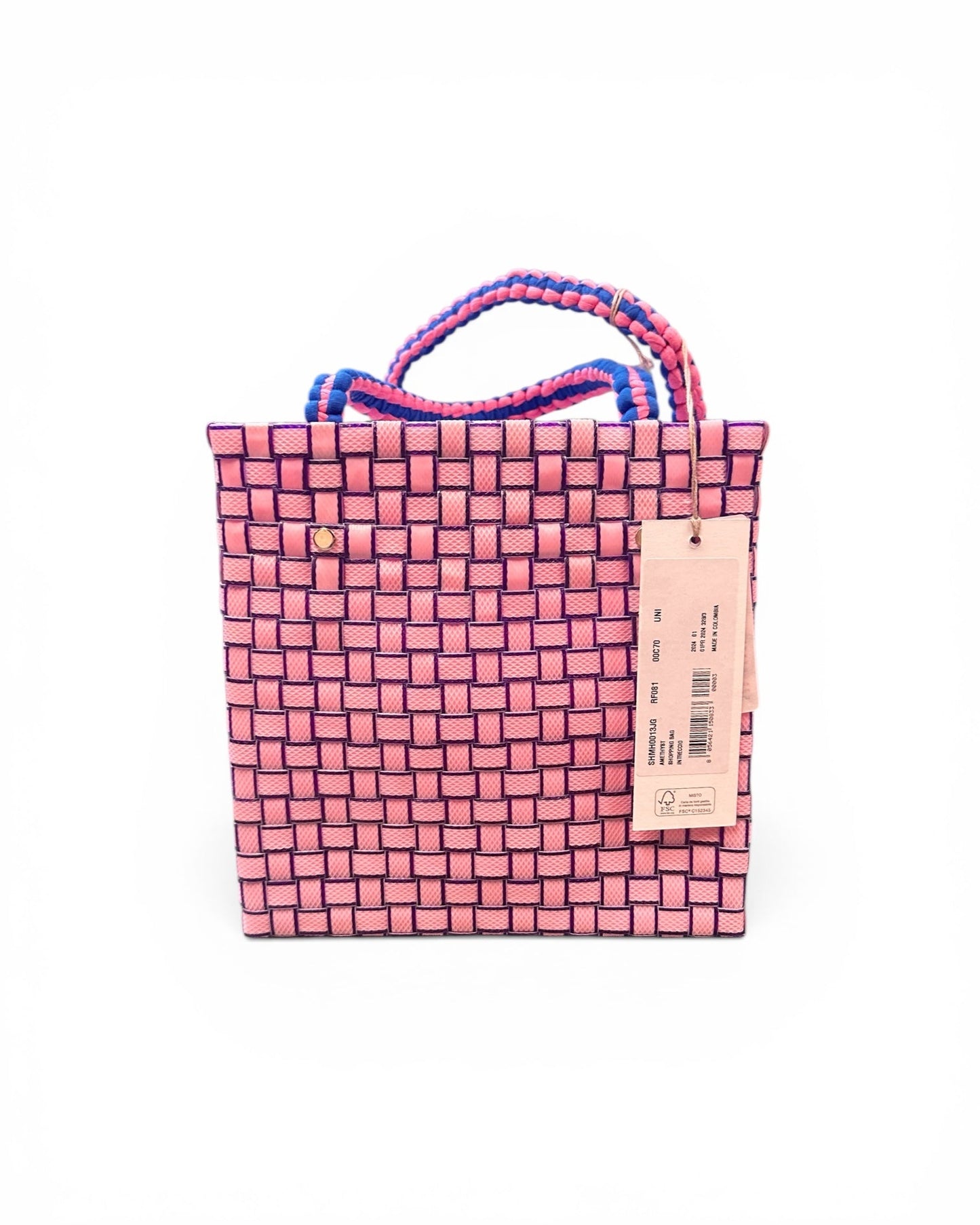 Marni Bright Coloured Woven Market Bag - Pink Amethyst