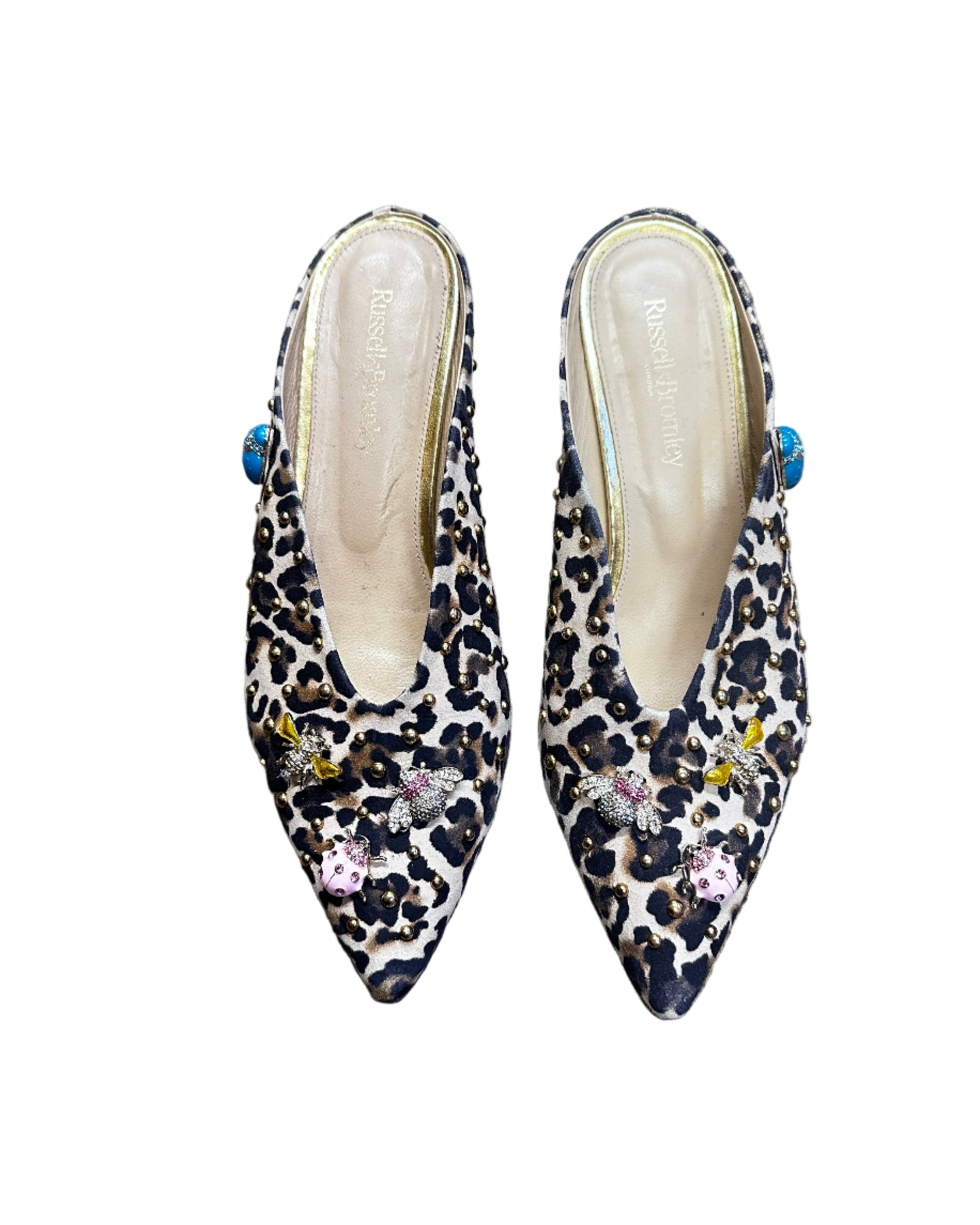 Russell & Bromley Bug Mule Kitten Heels Leopard Print - UK6