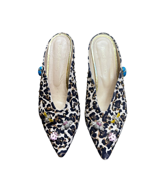 Russell & Bromley Bug Mule Kitten Heels Leopard Print - UK6