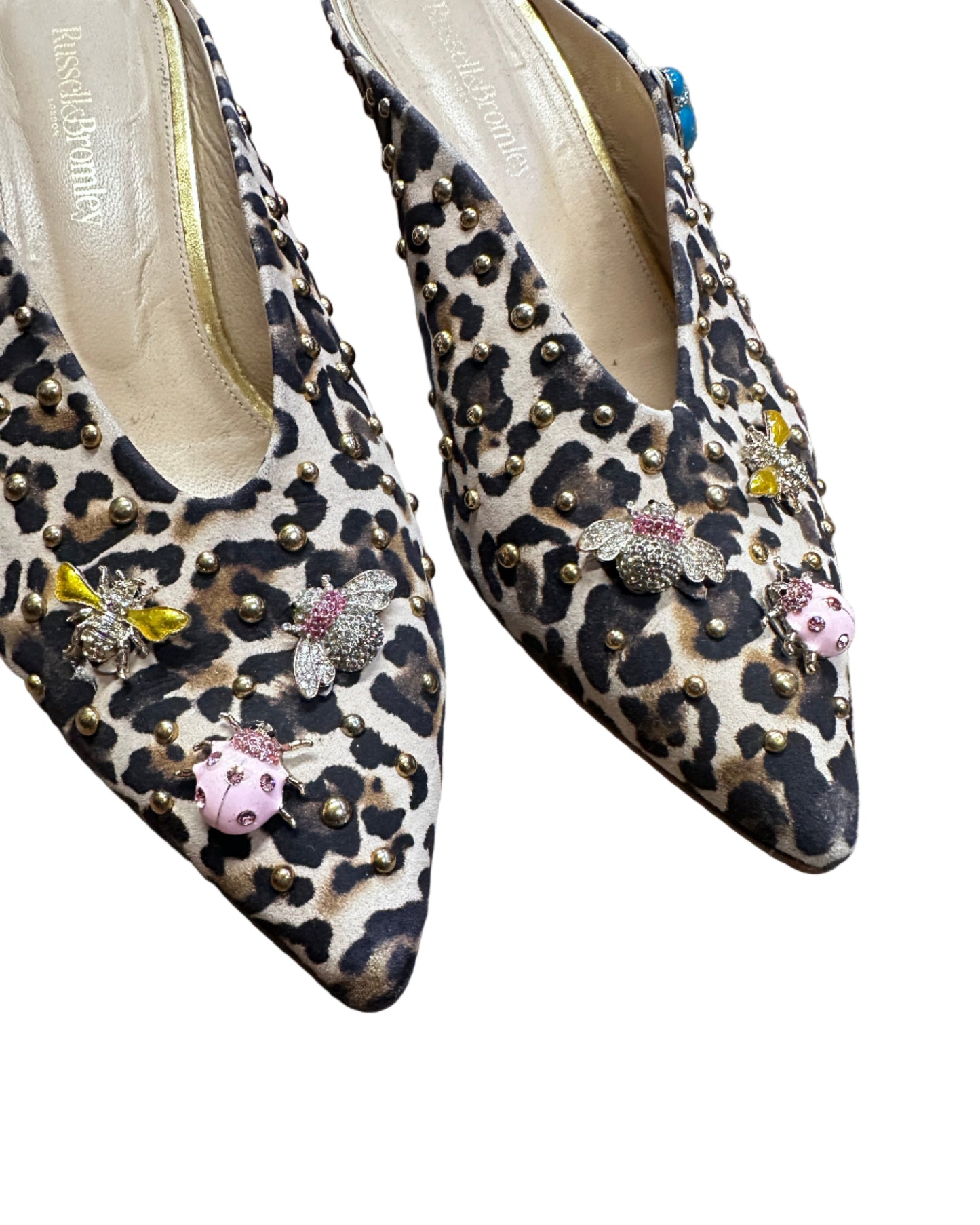 Russell & Bromley Bug Mule Kitten Heels Leopard Print - UK6