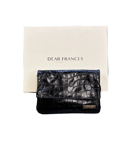 Dear Frances Black Croc Crossbody Bag
