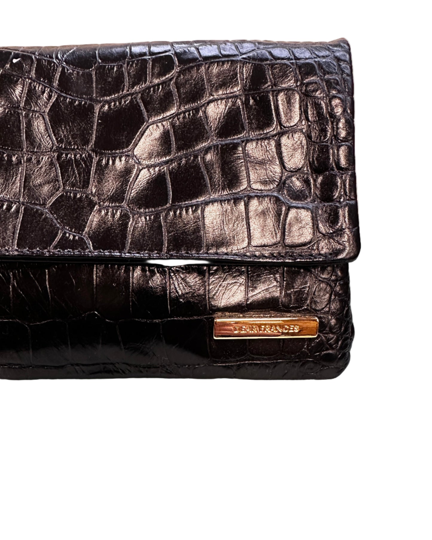 Dear Frances Black Croc Crossbody Bag
