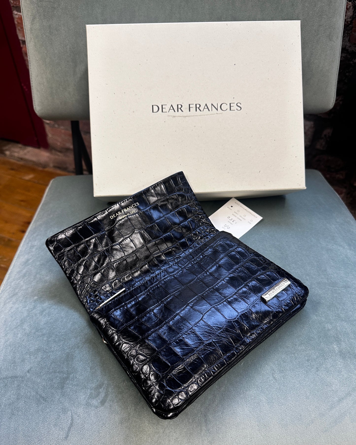 Dear Frances Black Croc Crossbody Bag