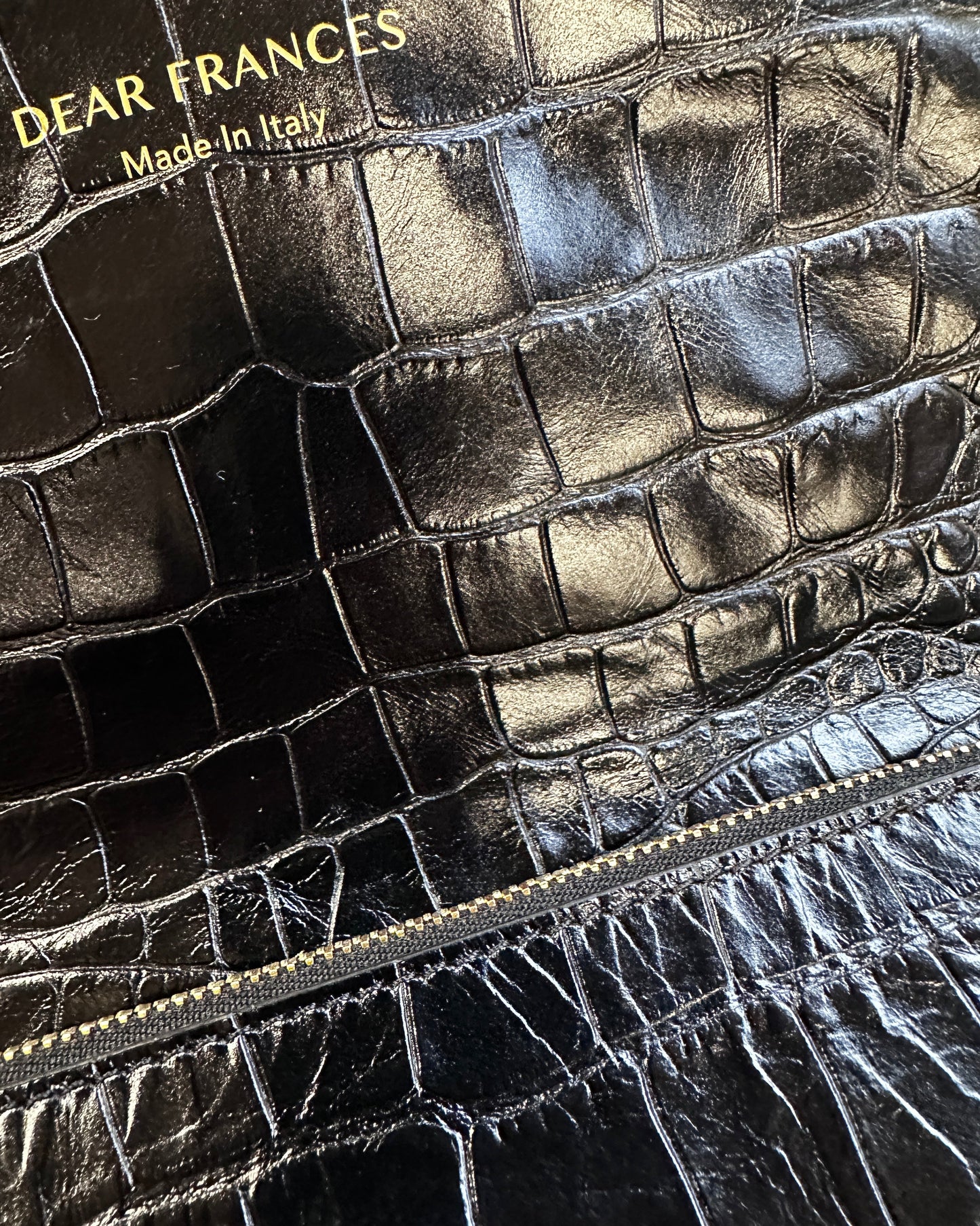 Dear Frances Black Croc Crossbody Bag