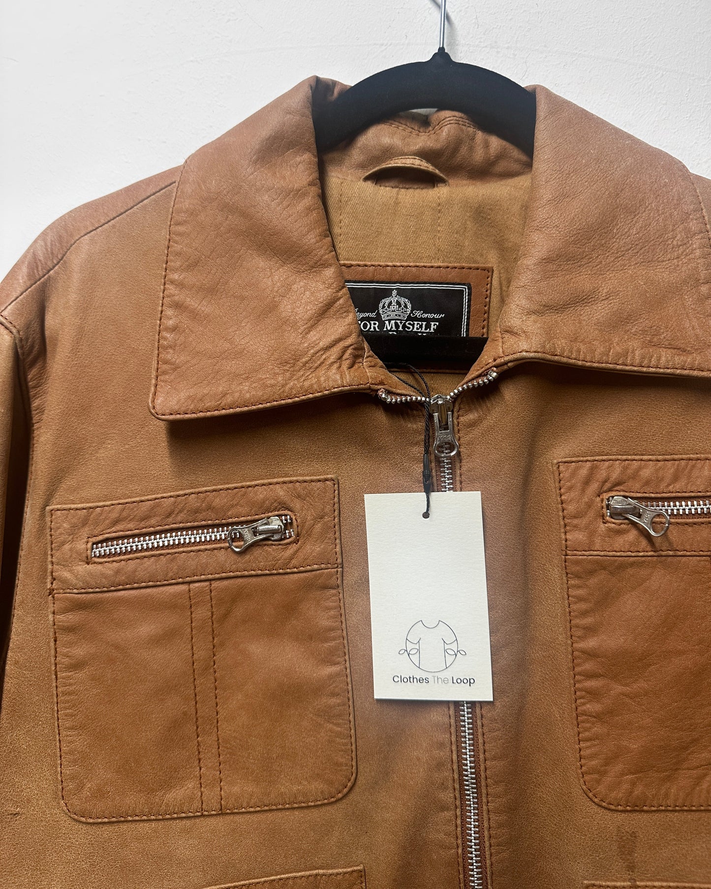 Light Brown Leather Jacket Size UK12