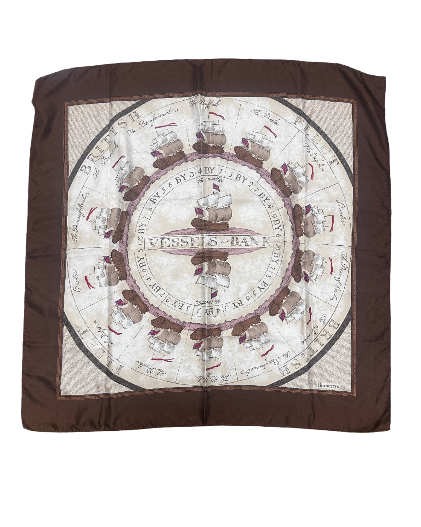 Burberrys Vintage "Vessels Bank" Silk Scarf