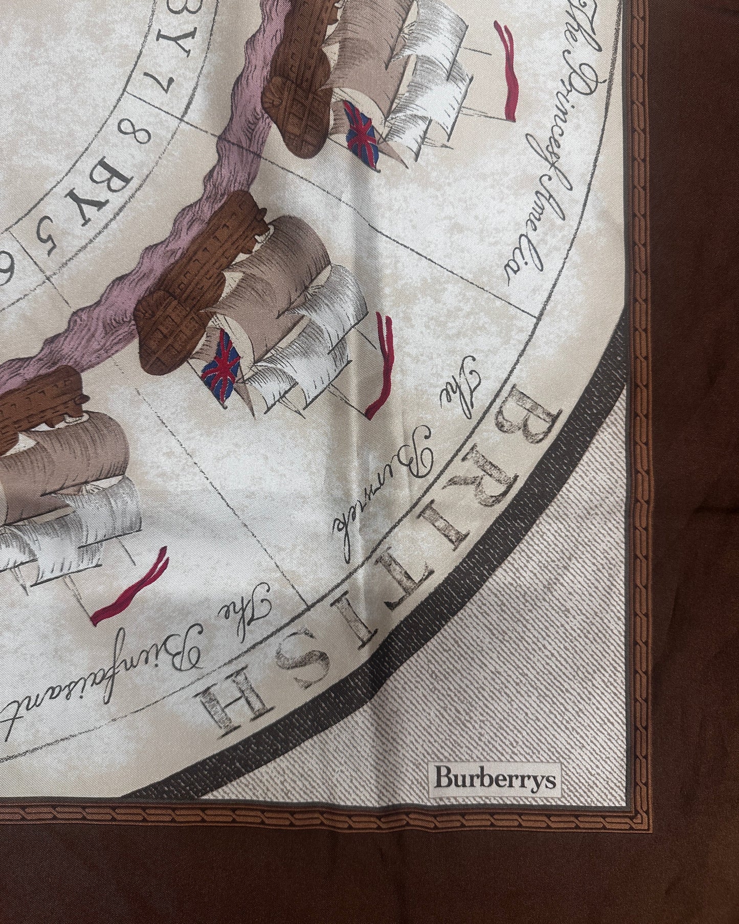 Burberrys Vintage "Vessels Bank" Silk Scarf