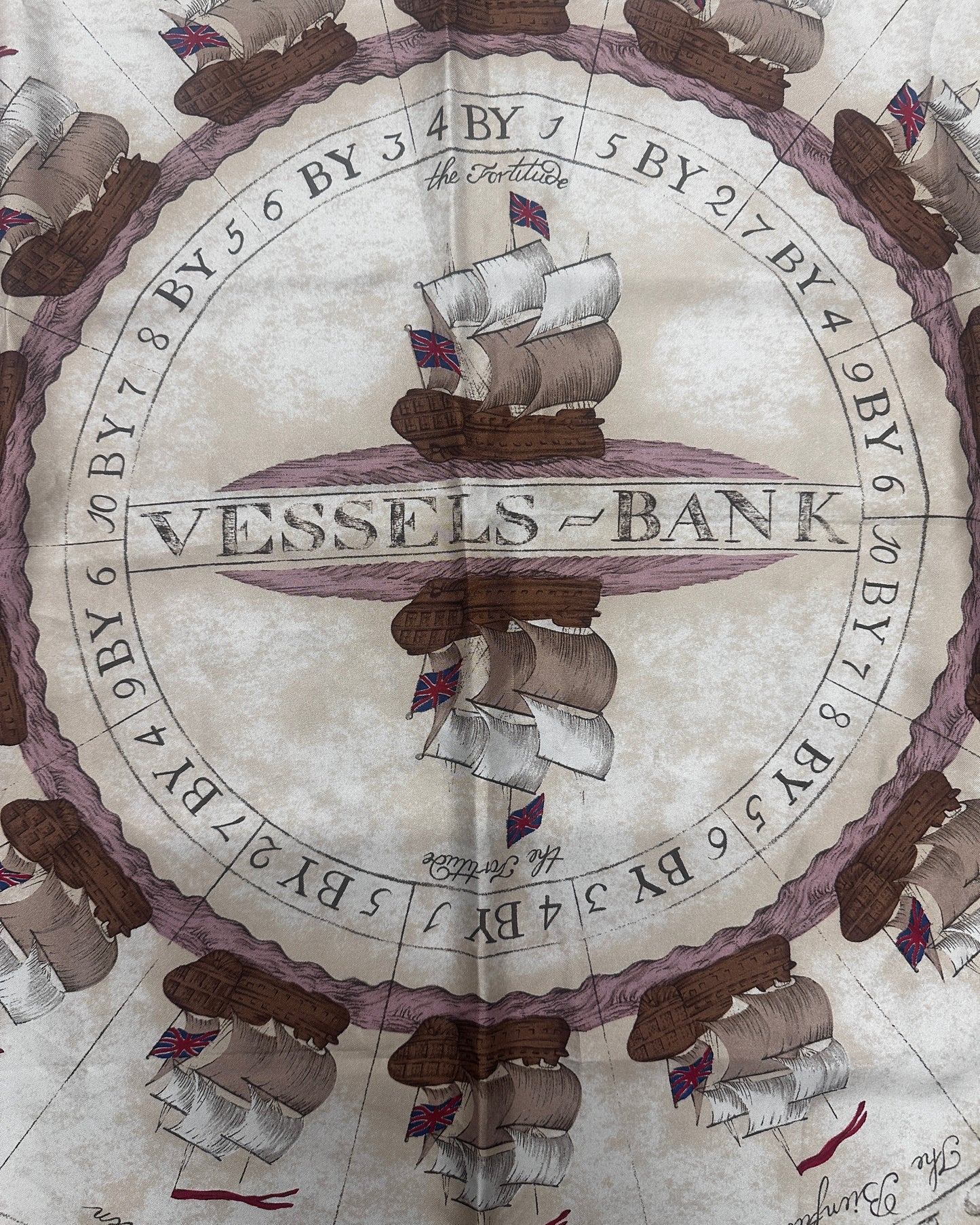 Burberrys Vintage "Vessels Bank" Silk Scarf