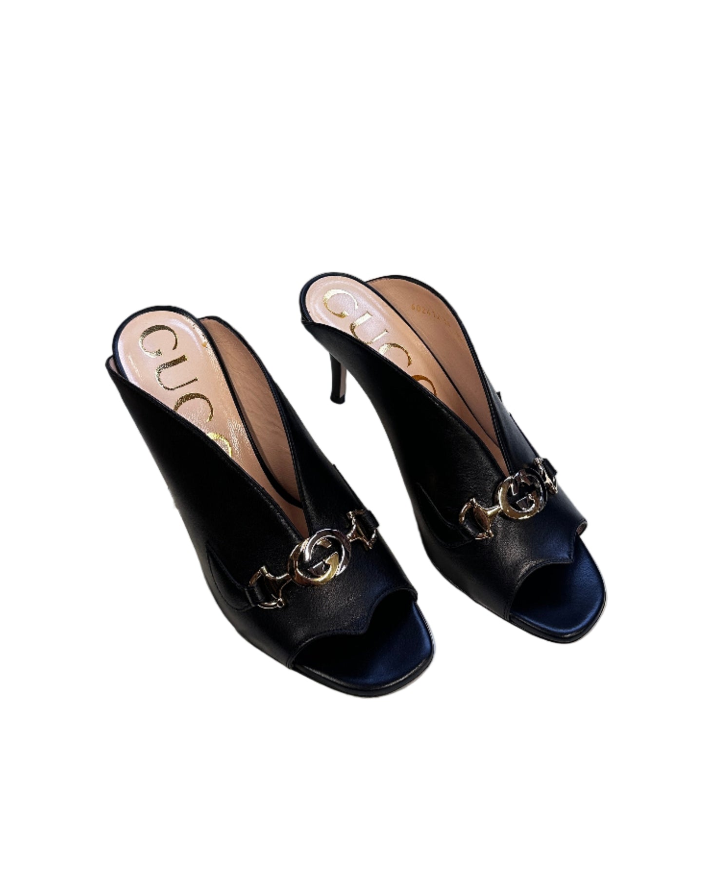 GUCCI Zumi Leather Mid-heel Slide Sandals - EU38 (UK5)