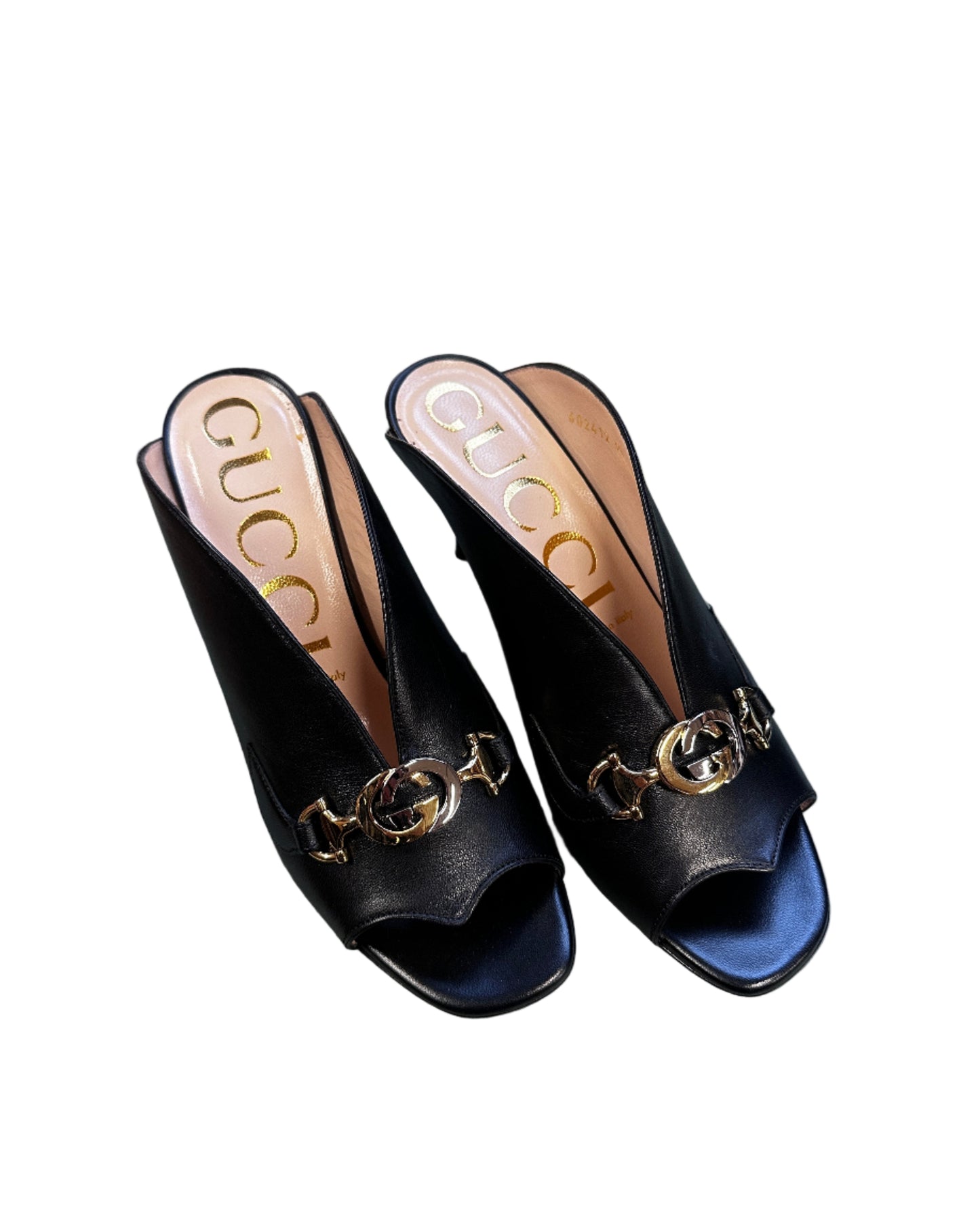 GUCCI Zumi Leather Mid-heel Slide Sandals - EU38 (UK5)