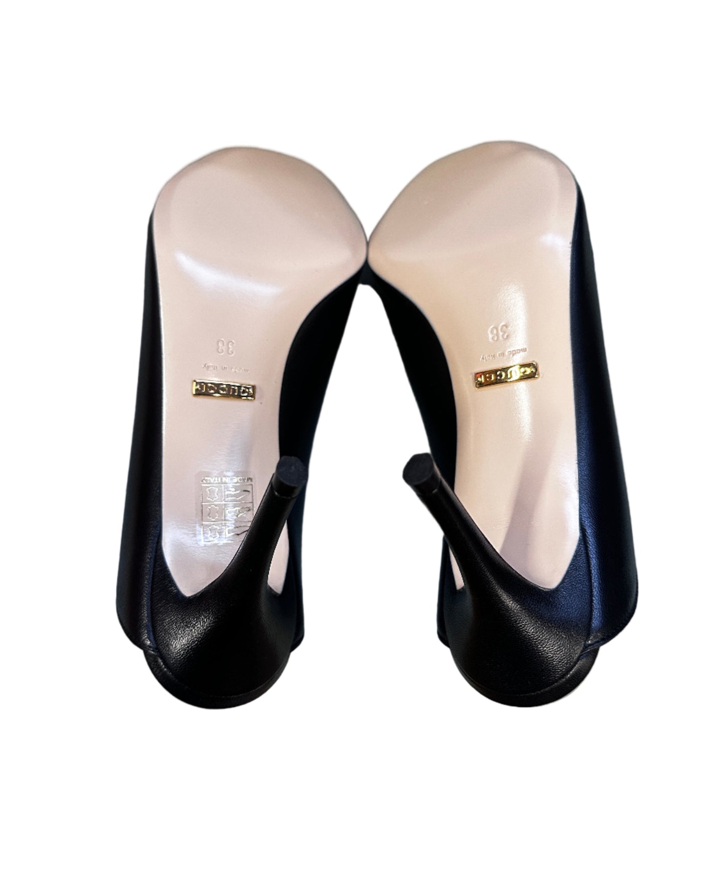 GUCCI Zumi Leather Mid-heel Slide Sandals - EU38 (UK5)