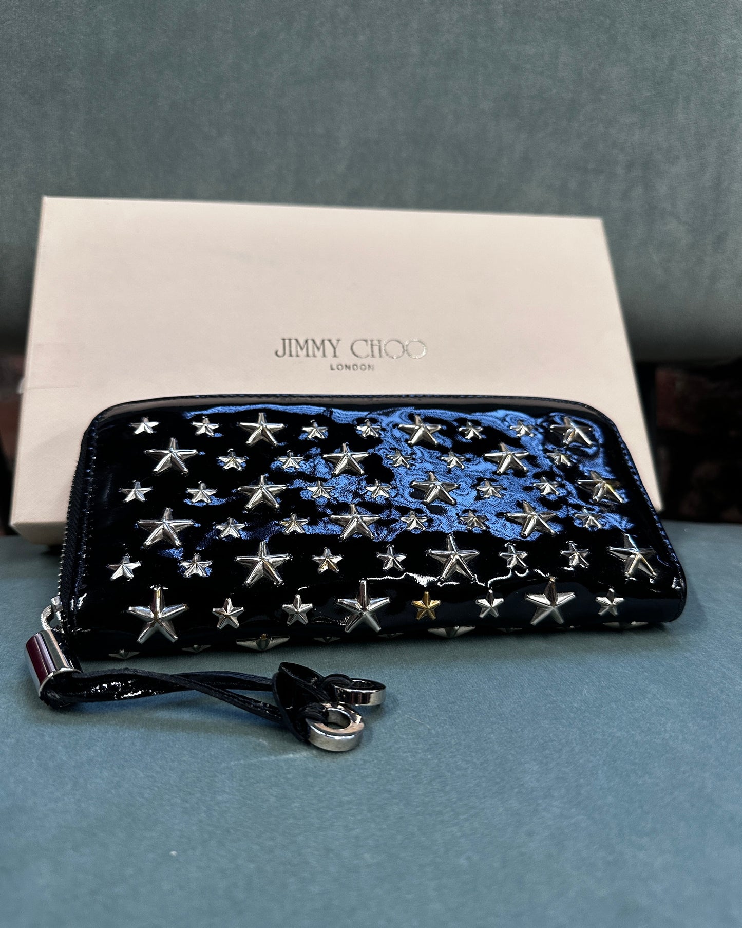 Jimmy Choo Star Studs Round Zip Wallet