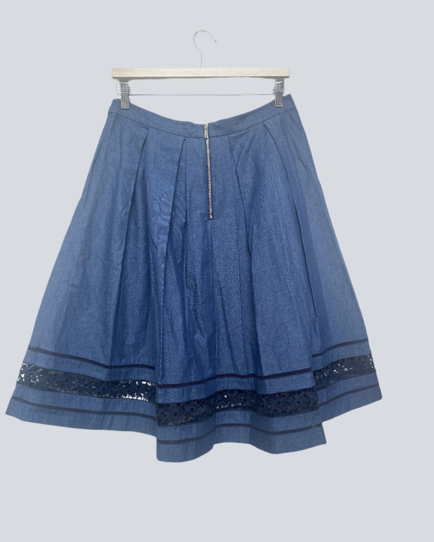 Karl Lagerfeld Light Denim Midi Skirt Size UK 10