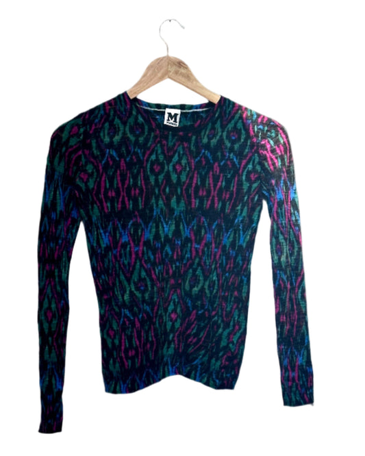 Missoni Long Sleeve Thin Knit Multicolour Sweater Size UK 8