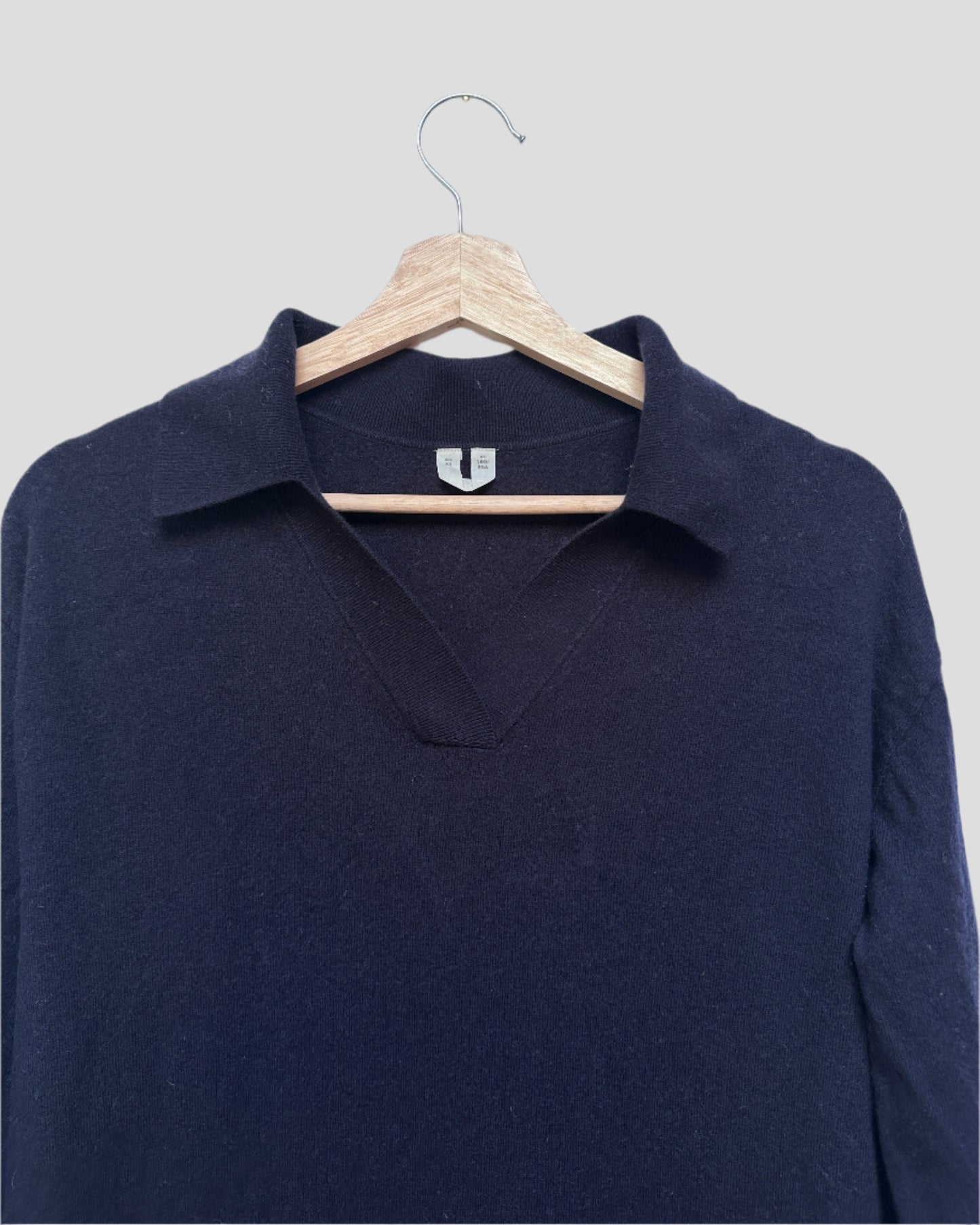 ARKET 100% Wool Navy Blue Long Collared Dress. Size XS