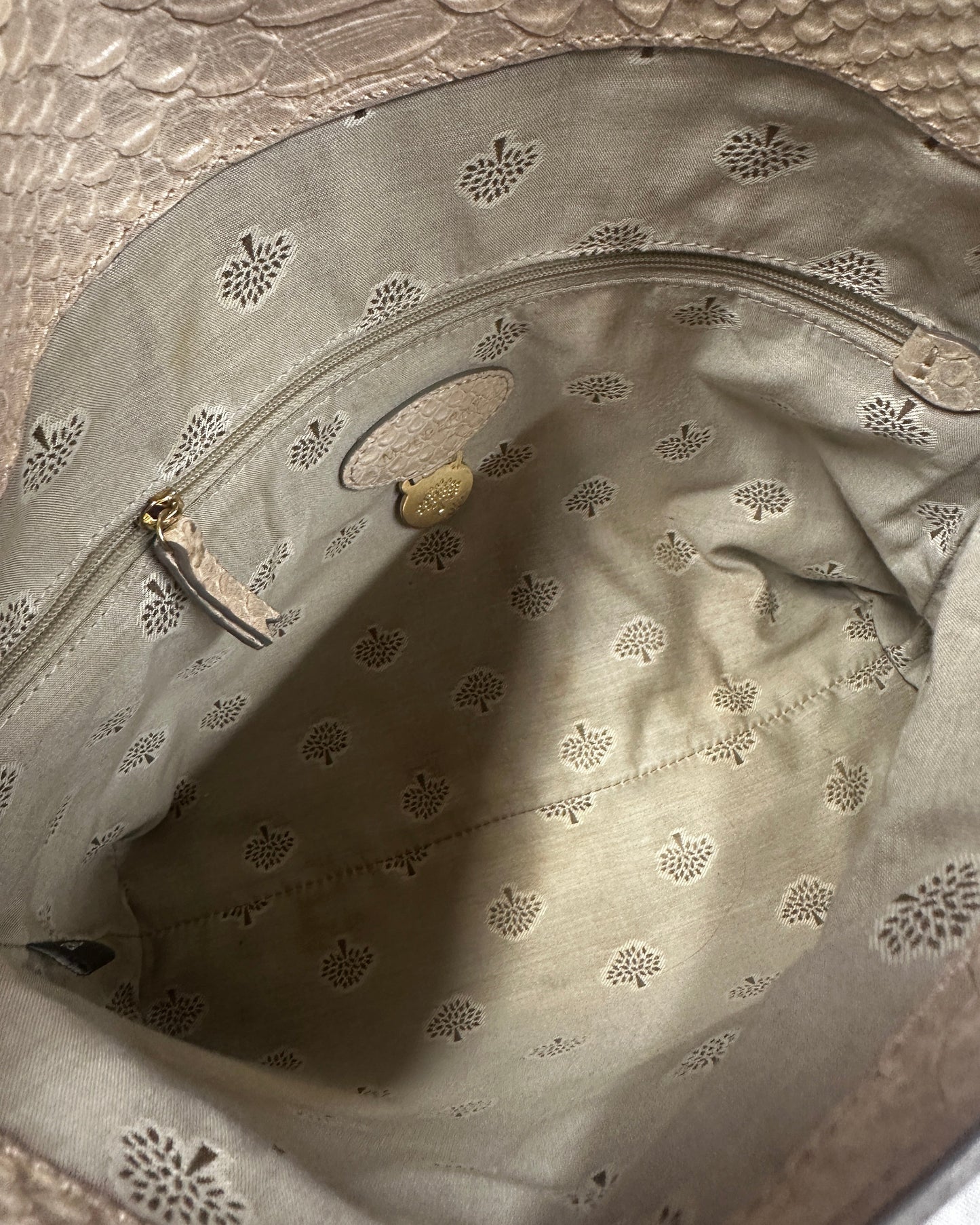 Mulberry Clemmie Oversized Clutch in Irredescent Metallic Silky Snake