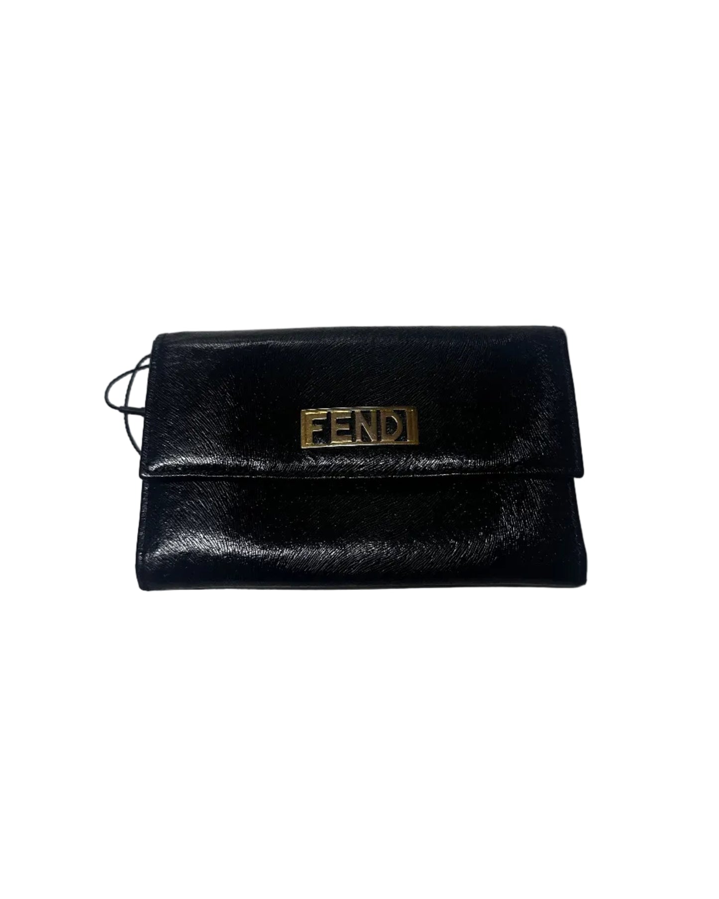 Fendi Logo Black Leather Wallet