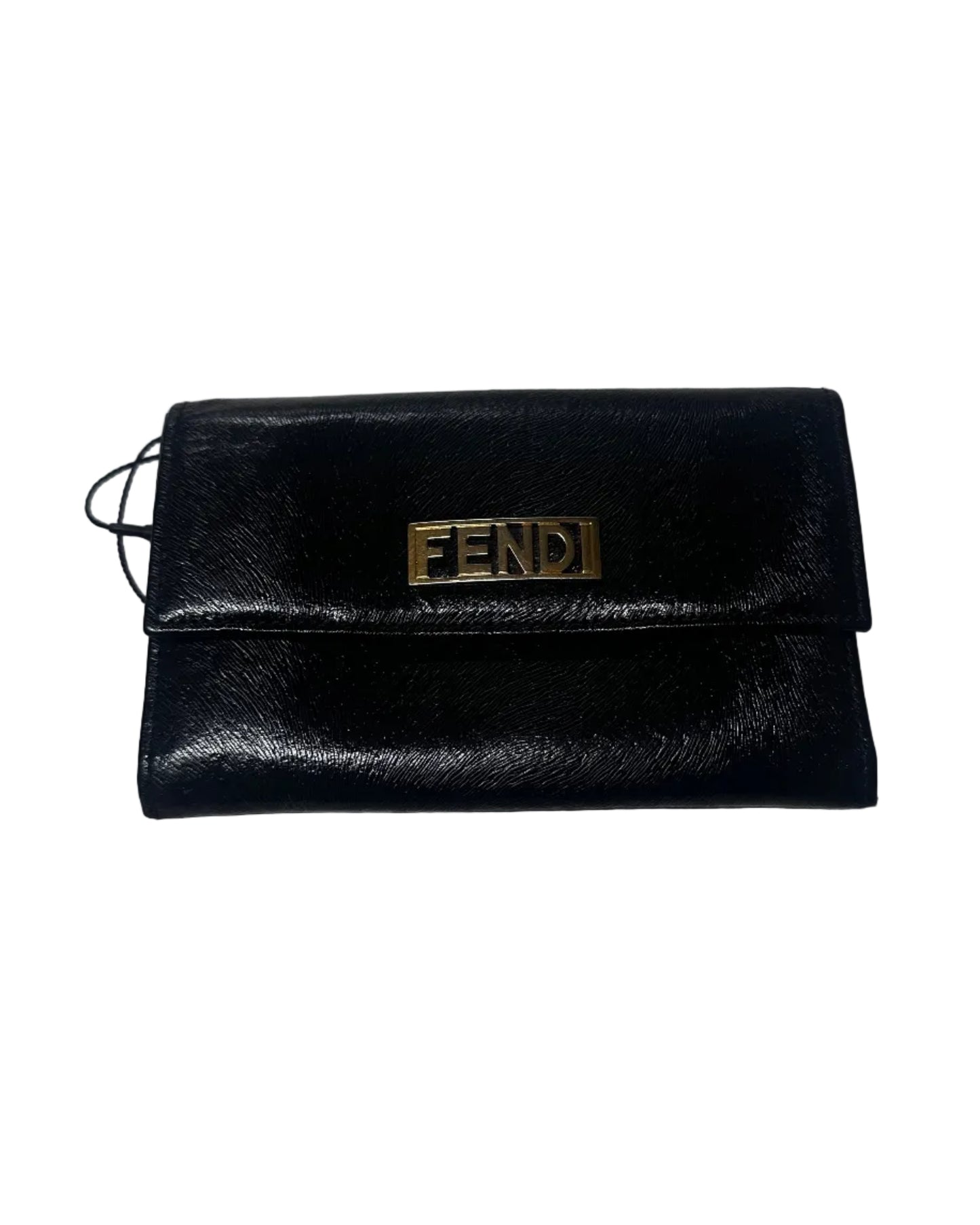 Fendi Logo Black Leather Wallet