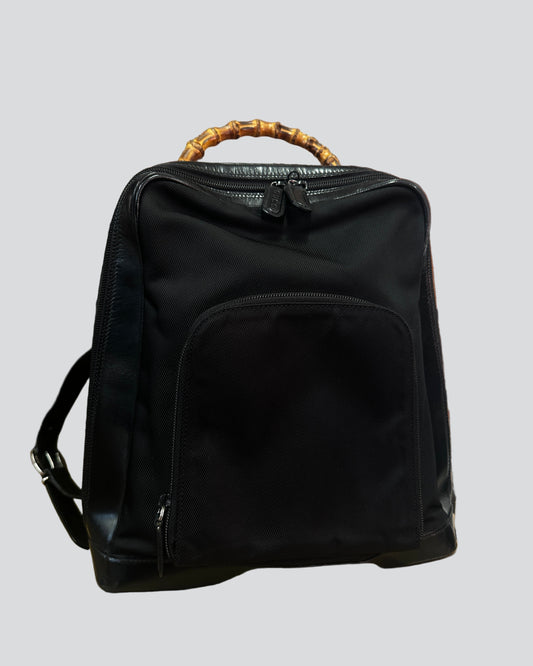 Gucci Bamboo Nylon Sling Backpack Black