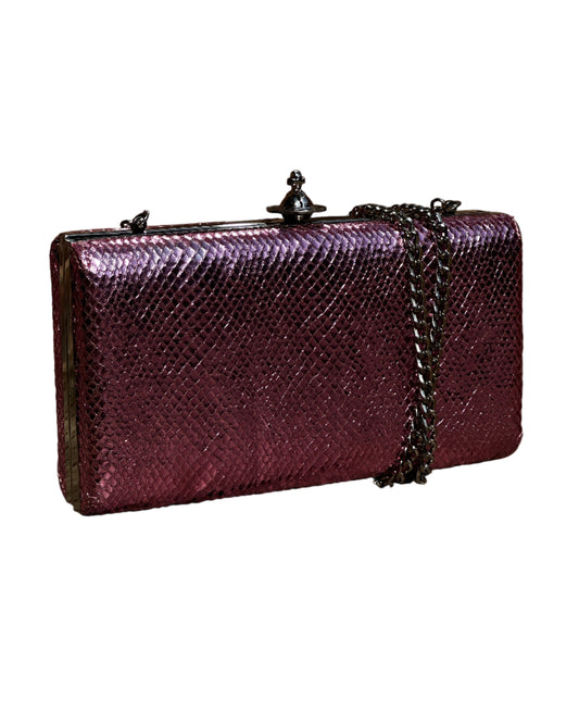 Vivienne Westwood Faux Snake Skin Pink Clutch Bag