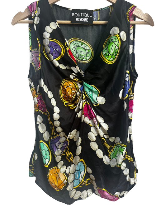 Moschino Boutique Gem Silk Vest Size UK 8