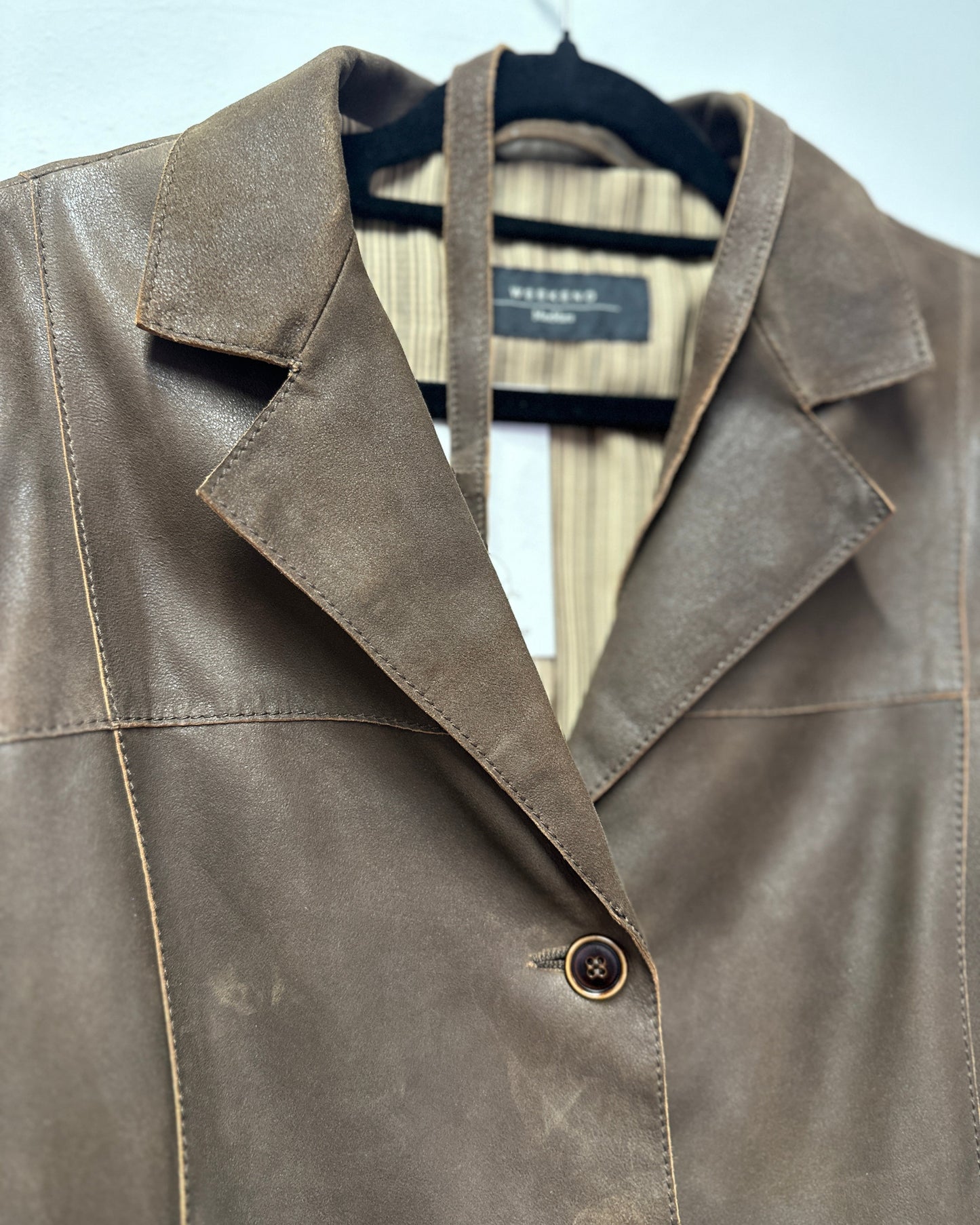 Max Mara Weekend Leather Tie Jacket Size UK 12