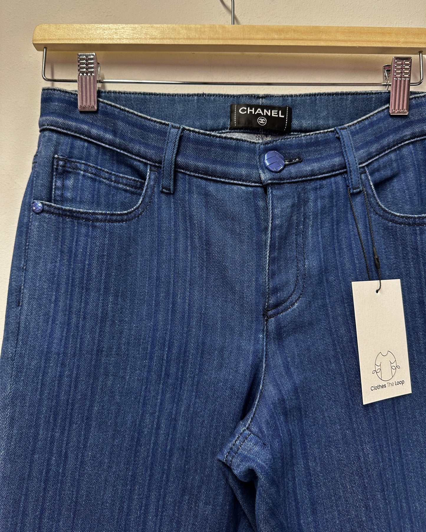 Chanel Striped Jeans Size UK 10
