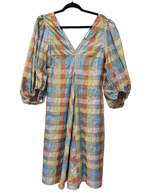 GANNI Rainbow Balloon Sleeve Dress Size UK 8