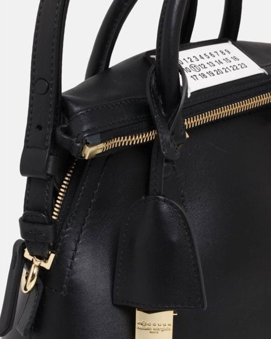 Maison Margiela 5AC Mini Bag In Black Leather, Gold Hardware New