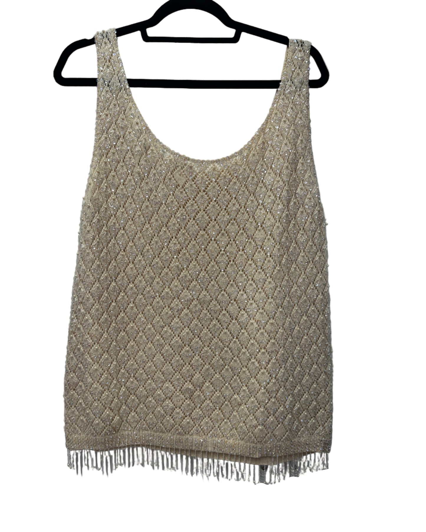Vintage Wool Pearl and sequin Embellished Vest Size UK 20