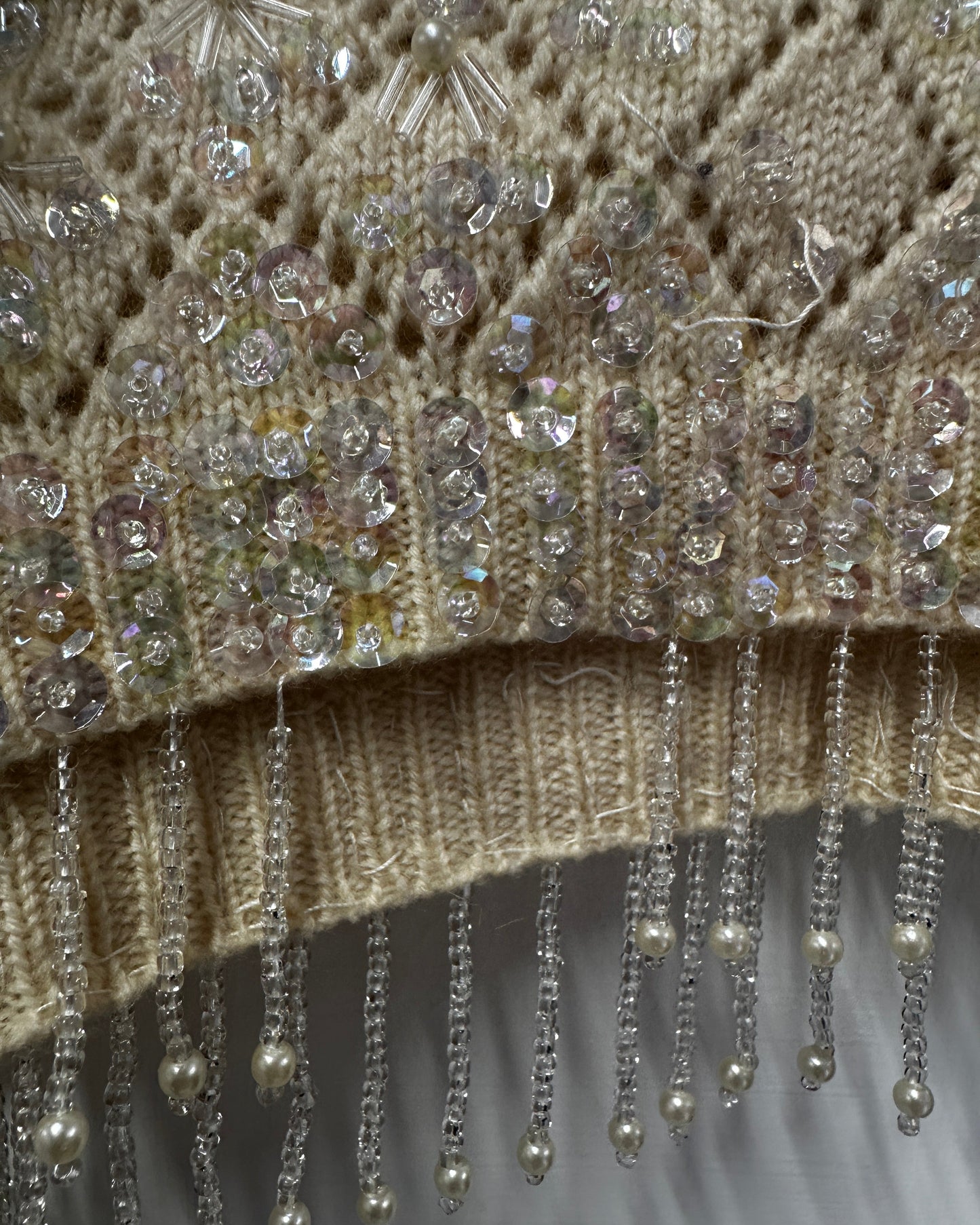 Vintage Wool Pearl and sequin Embellished Vest Size UK 20