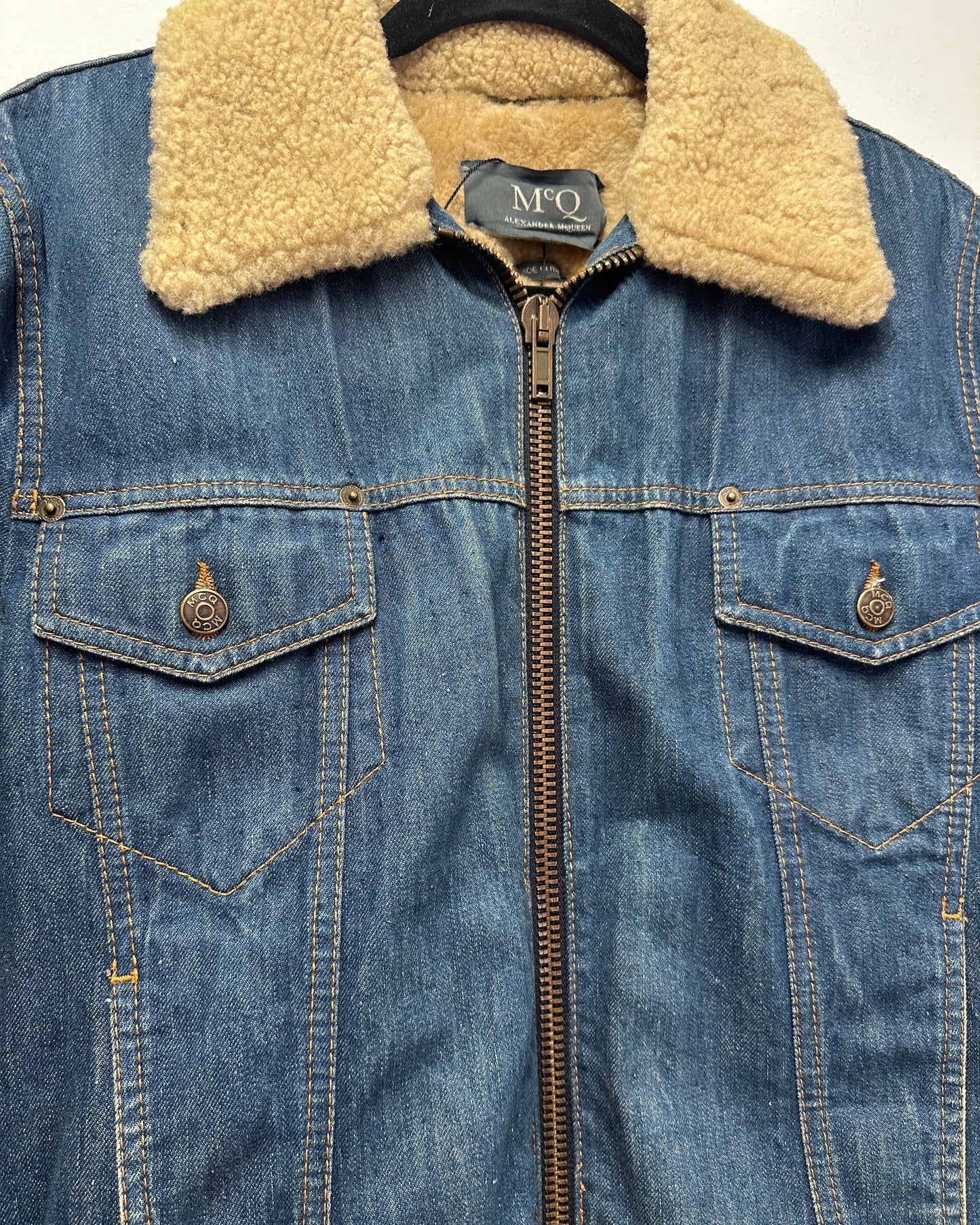Alexander McQueen Shearling Denim Jacket Size M