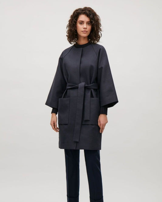 COS Collarless Coat with Belt Size UK 8