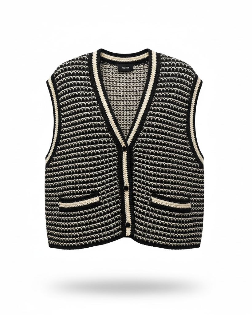 ME + EM Knitted Button Up Vest Size L