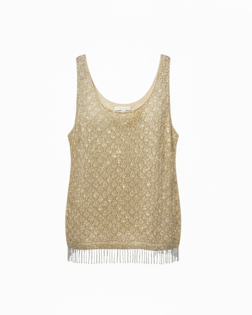 Vintage Wool Pearl and sequin Embellished Vest Size UK 20