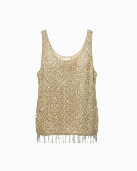 Vintage Wool Pearl and sequin Embellished Vest Size UK 20