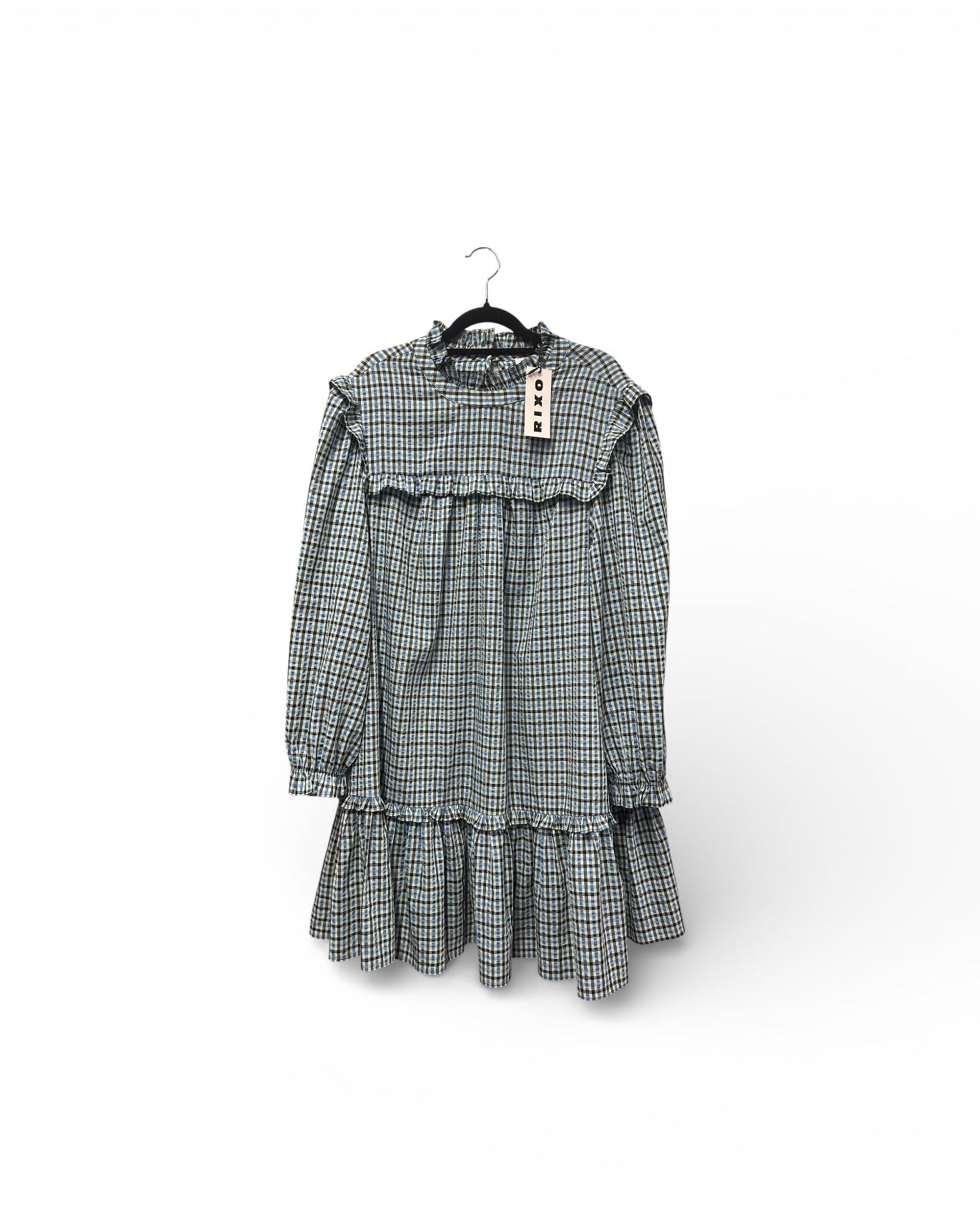 RIXO Gingham Ruffle Dress UK 18