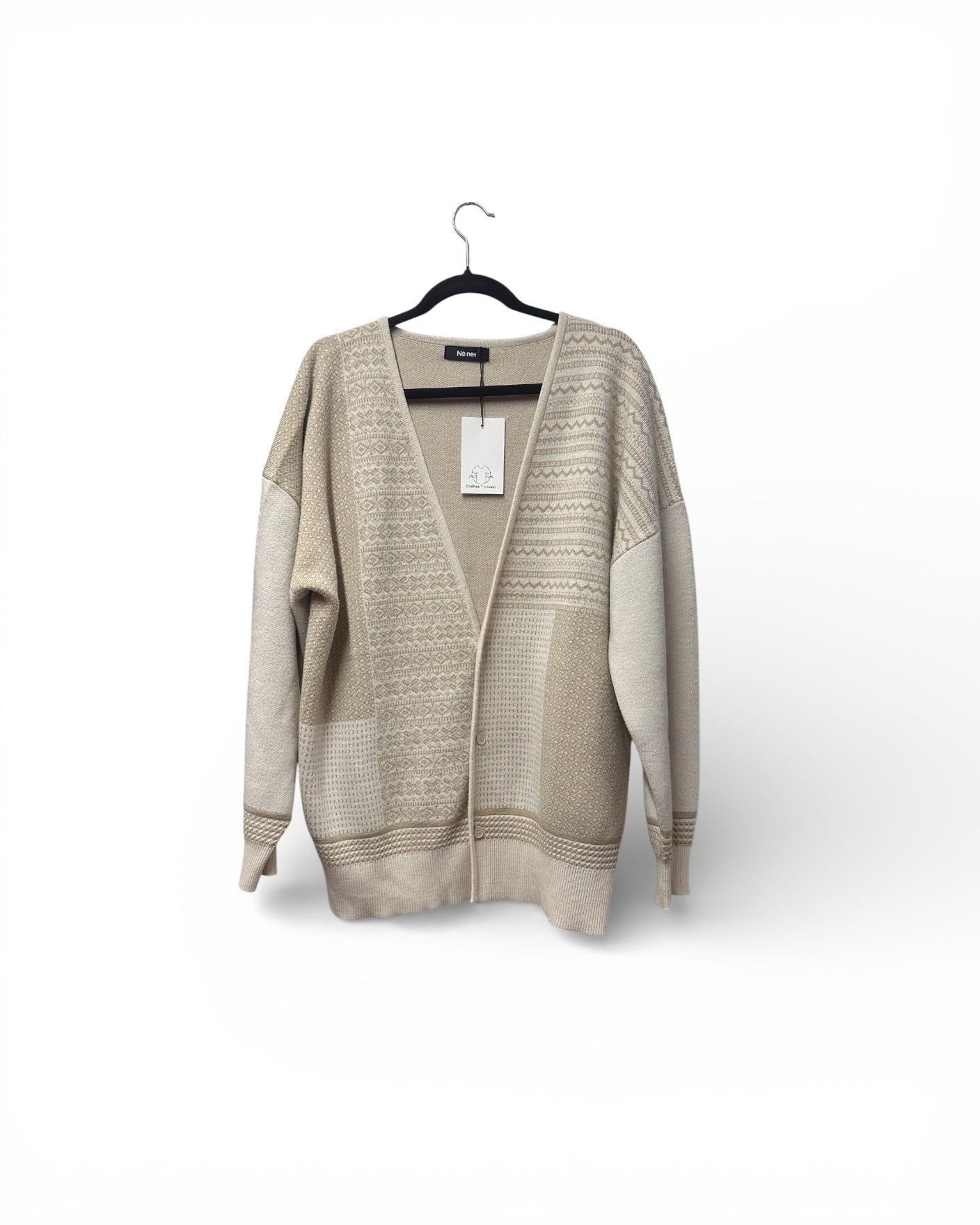 Nè Net Grandad Style Cardigan Size L