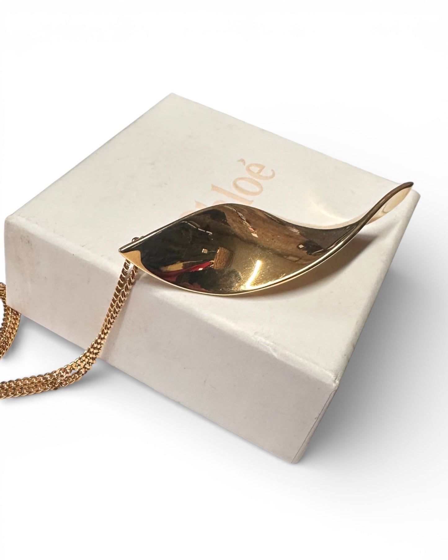 Chloé Gold-Tone Feather Charm Necklace New With Tags