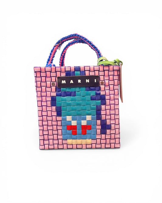 Marni Bright Coloured Woven Market Bag - Pink Amethyst
