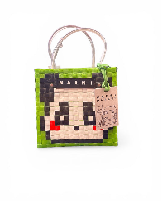 Marni Bright Coloured Woven Market Bag - Panda