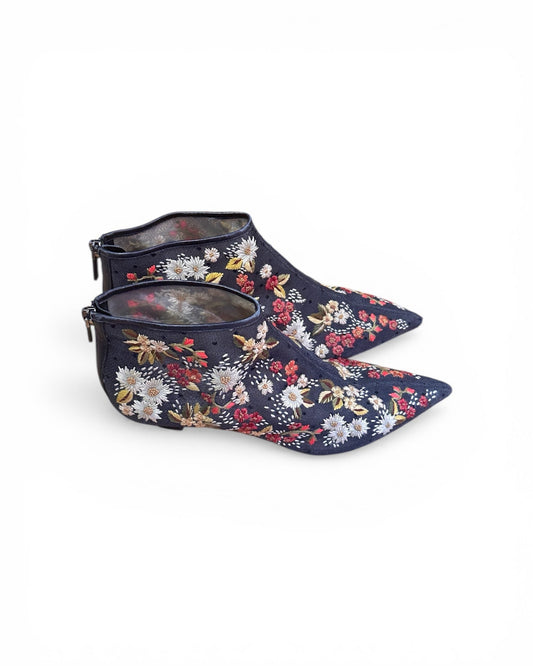 Christian Dior Floral Embroidery Ankle Boot EU 39 UK6
