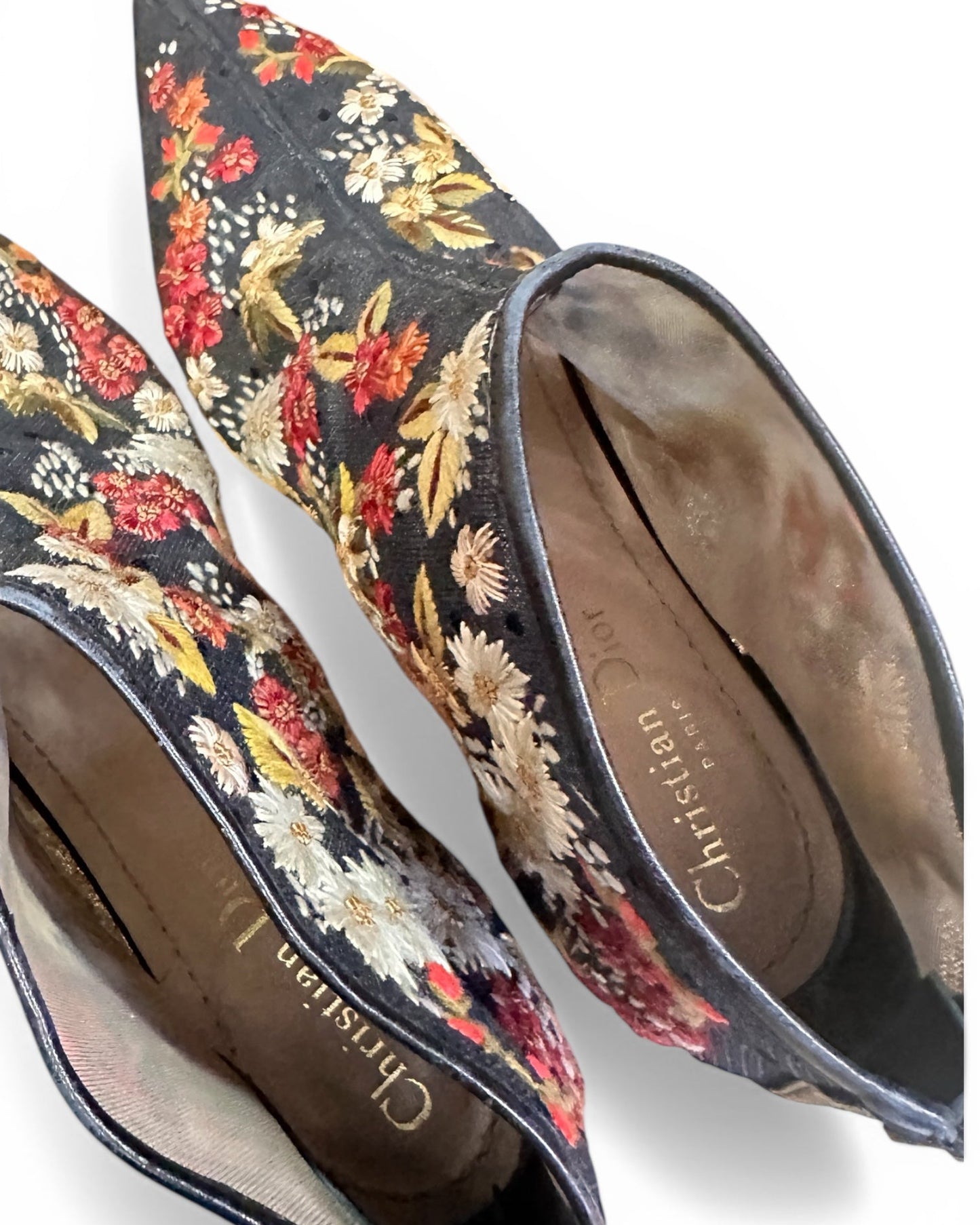 Christian Dior Floral Embroidery Ankle Boot EU 39 UK6